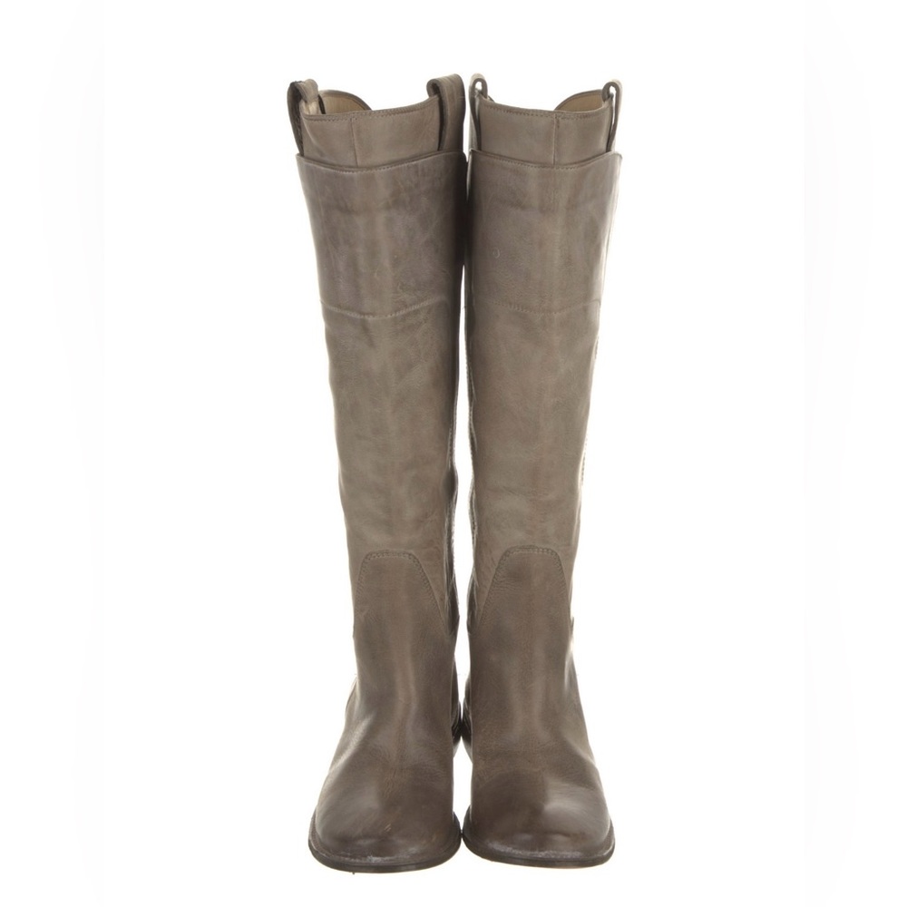 Frye Paige Knee High Grey Leather Riding Boots